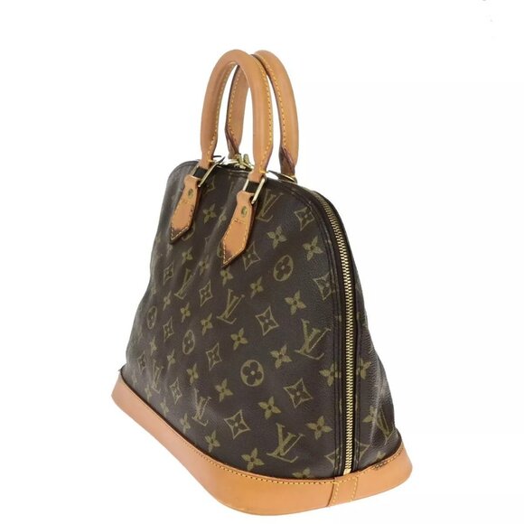 LOUIS VUITTON LV Logo Alma Hand Bag Monogram Leather Brown France - Picture 9 of 15